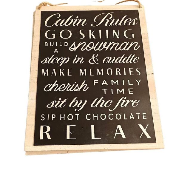 Nwt Cabin Rules Wood Placker Wall Decor - Picture 2 of 3